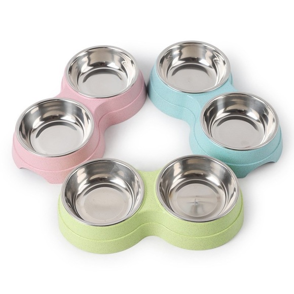 New 30 PCs dog / cat double stainless bowls with plastic stand bundles - Picture 6 of 13